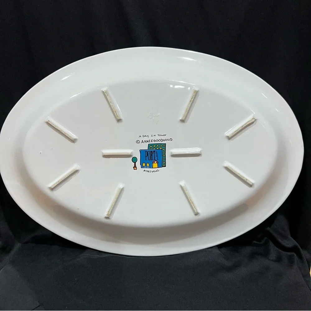 Porta Porsgrund “A Day in Town” oval platter with art by Annee Goodchild